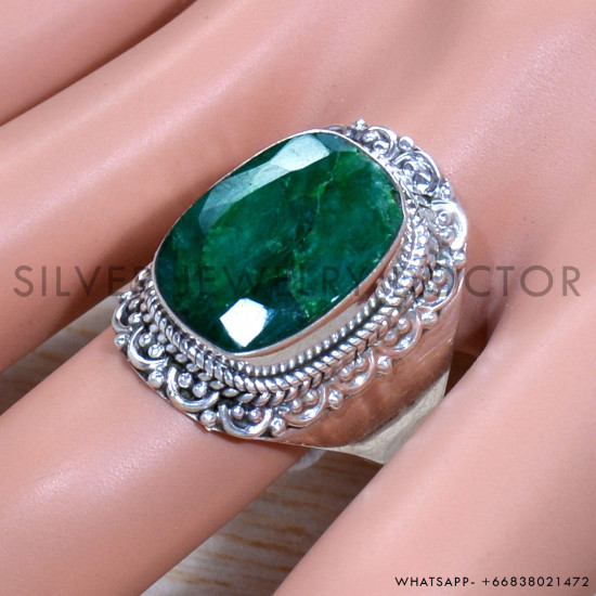 Emerald 925 Sterling Silver Ring (SJWR-1742)