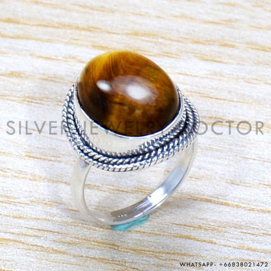 Tiger Eye 925 Sterling Silver Ring (SJWR-1747)