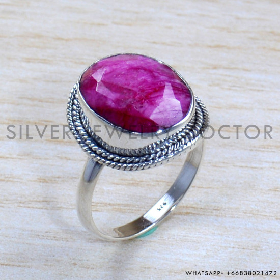 Ruby 925 Sterling Silver Ring (SJWR-1749)
