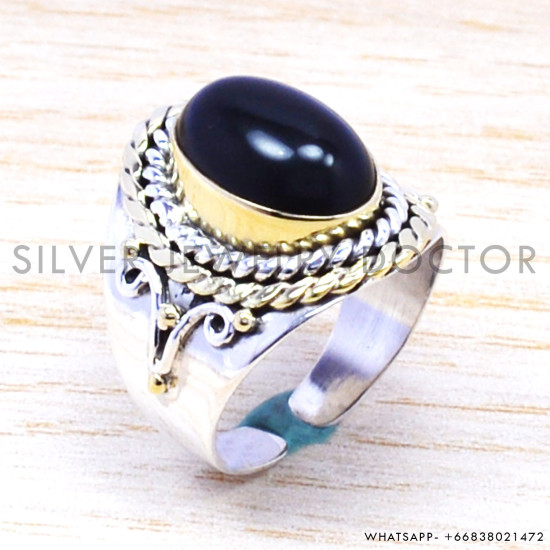 Black Onyx 925 Sterling Silver Ring (SJWR-175) Black Onyx 925 Sterling Silver Ring (SJWR-175)
