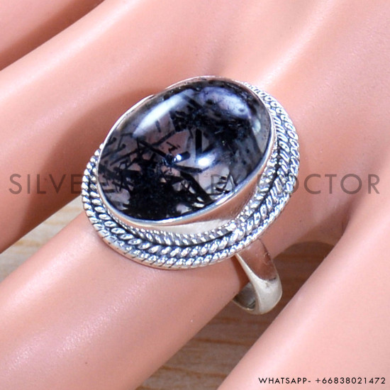 Black Rutile 925 Sterling Silver Ring (SJWR-1750)