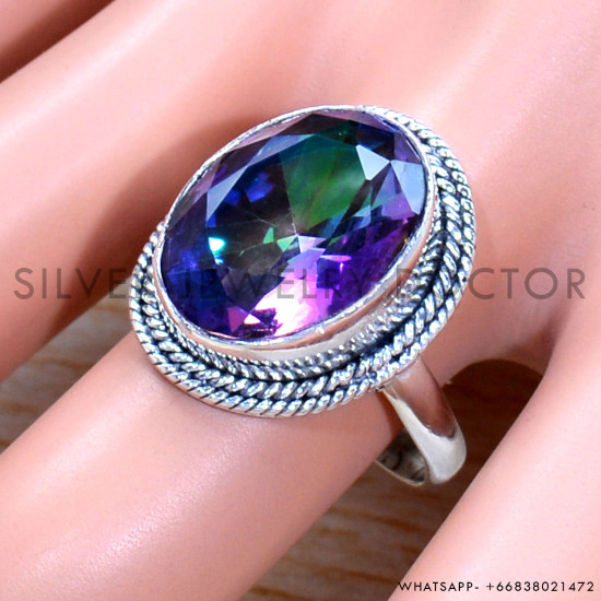 Mystic Topaz 925 Sterling Silver Ring (SJWR-1758)