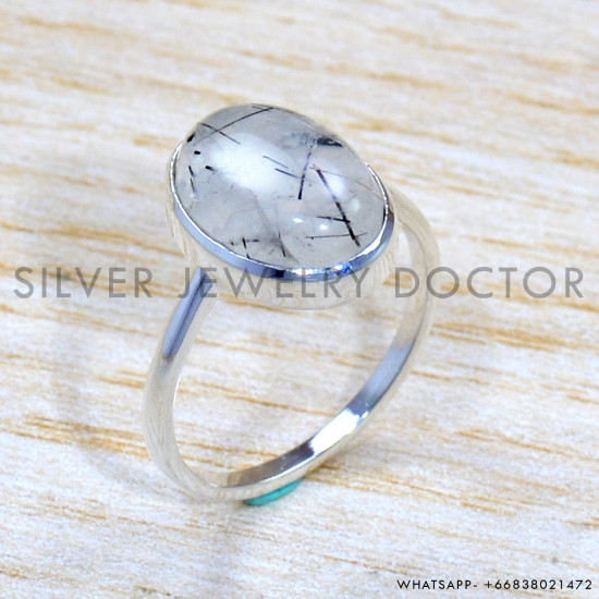 Black Rutile 925 Sterling Silver Ring (SJWR-1761)