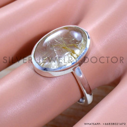 Golden Rutile 925 Sterling Silver Ring (SJWR-1762)