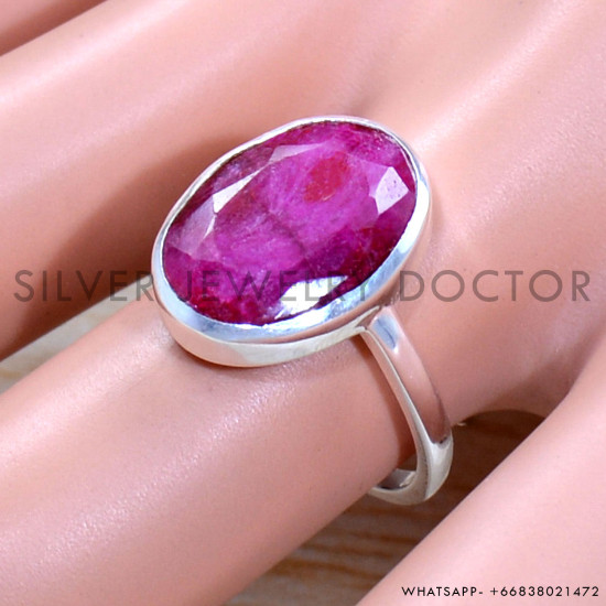 Ruby 925 Sterling Silver Ring (SJWR-1766)