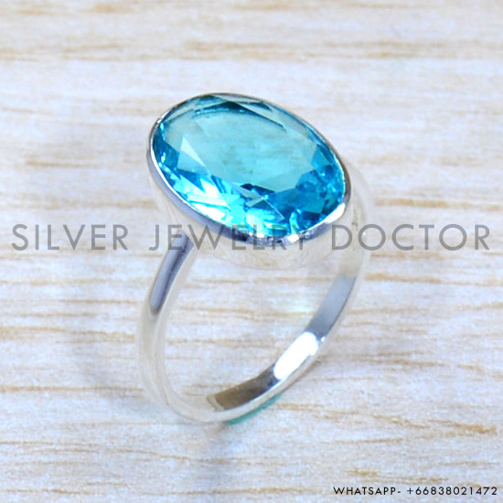 Blue Topaz 925 Sterling Silver Ring (SJWR-1768)