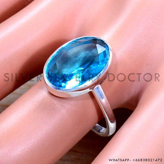 Blue Topaz 925 Sterling Silver Ring (SJWR-1768)
