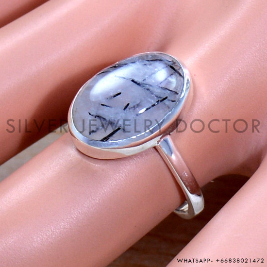 Black Rutile 925 Sterling Silver Ring (SJWR-1769)
