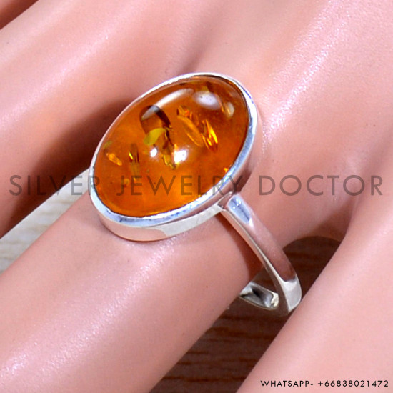 Amber 925 Sterling Silver Ring (SJWR-1773)