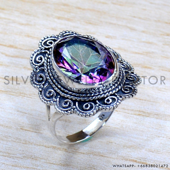 Mystic Topaz 925 Sterling Silver Ring (SJWR-1776)