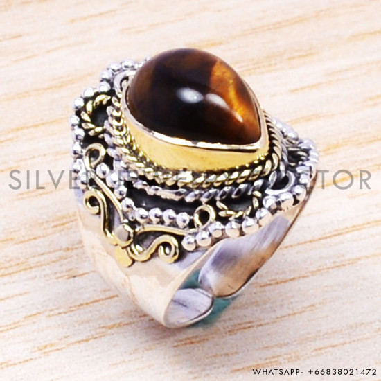 Tiger Eye 925 Sterling Silver Ring (SJWR-178) Tiger Eye 925 Sterling Silver Ring (SJWR-178)