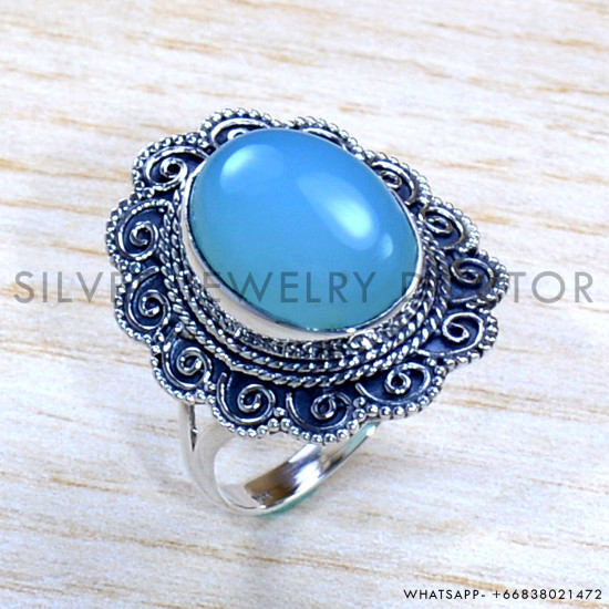 Chalcedony 925 Sterling Silver Ring (SJWR-1780)
