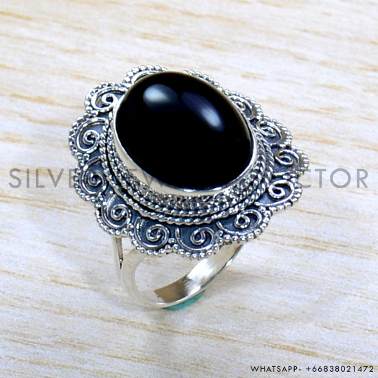 Black Onyx 925 Sterling Silver Ring (SJWR-1786)