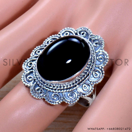 Black Onyx 925 Sterling Silver Ring (SJWR-1786)