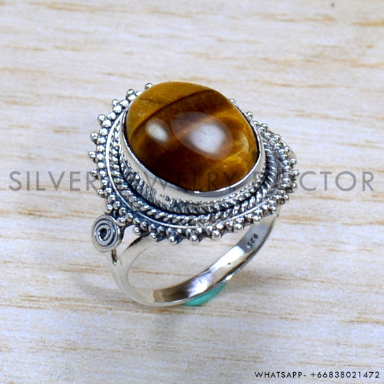 Tiger Eye 925 Sterling Silver Ring (SJWR-1801)