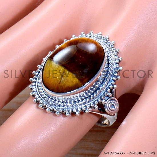 Tiger Eye 925 Sterling Silver Ring (SJWR-1801)