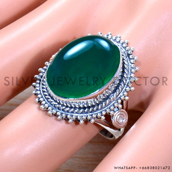 Green Onyx 925 Sterling Silver Ring (SJWR-1806)