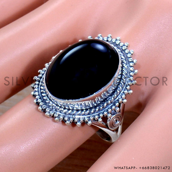 Black Onyx 925 Sterling Silver Ring (SJWR-1810)