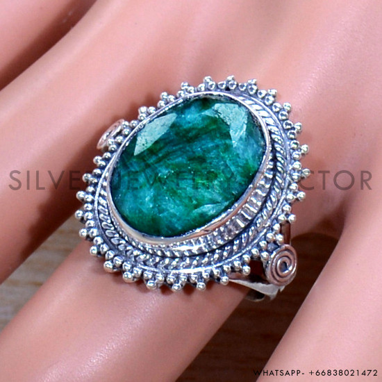 Emerald 925 Sterling Silver Ring (SJWR-1811)