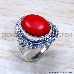 Coral 925 Sterling Silver Ring (SJWR-1813)