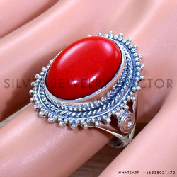 Coral 925 Sterling Silver Ring (SJWR-1813)