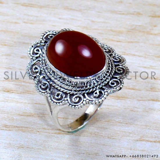 Carnelian 925 Sterling Silver Ring (SJWR-1815)