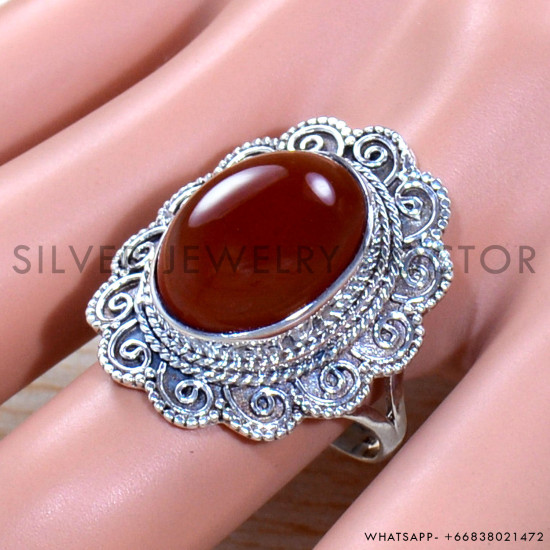 Carnelian 925 Sterling Silver Ring (SJWR-1815)