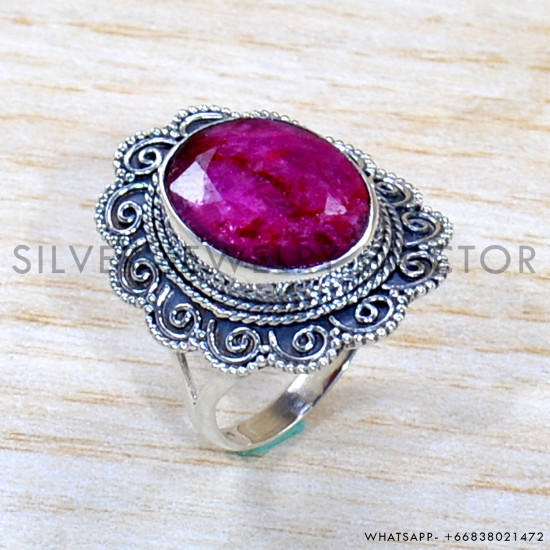 Ruby 925 Sterling Silver Ring (SJWR-1819)
