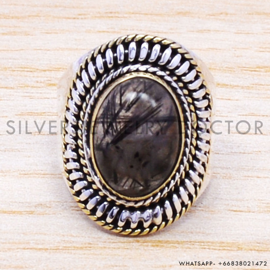 Black Rutile 925 Sterling Silver Ring (SJWR-182) Black Rutile 925 Sterling Silver Ring (SJWR-182)