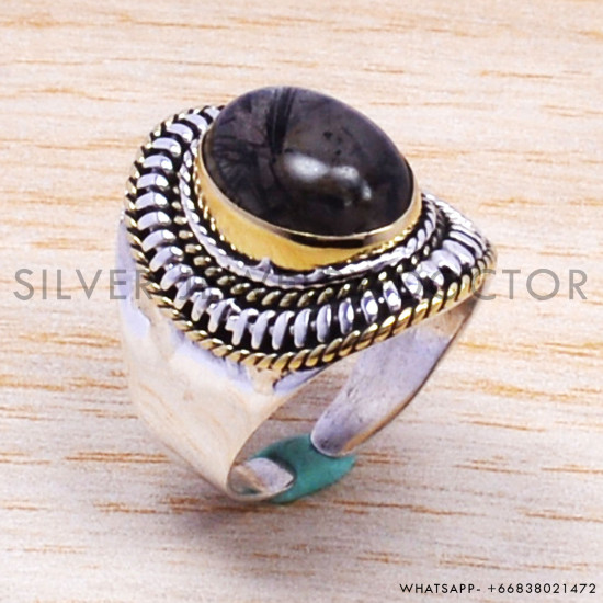 Black Rutile 925 Sterling Silver Ring (SJWR-182) Black Rutile 925 Sterling Silver Ring (SJWR-182)