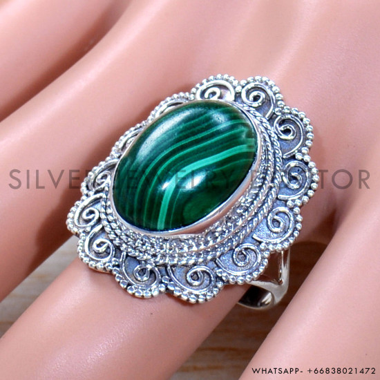 Malachite 925 Sterling Silver Ring (SJWR-1823)