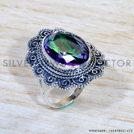 Mystic Topaz 925 Sterling Silver Ring (SJWR-1825)