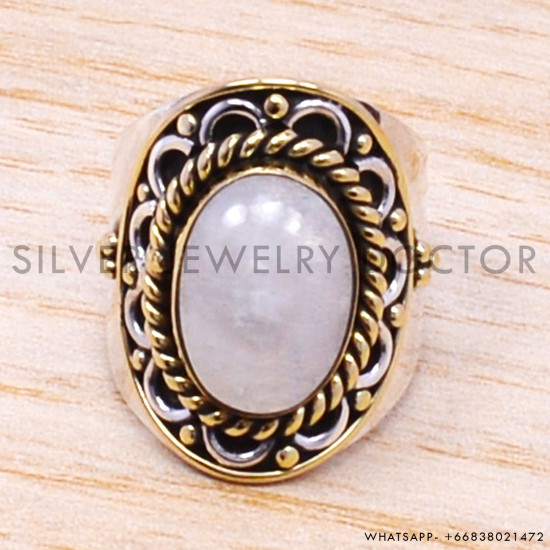 Rainbow Moonstone 925 Sterling Silver Ring (SJWR-183) Rainbow Moonstone 925 Sterling Silver Ring (SJWR-183)