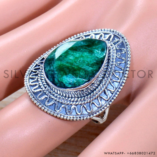 Emerald 925 Sterling Silver Ring (SJWR-1830)