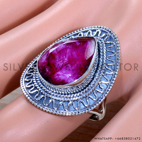 Ruby 925 Sterling Silver Ring (SJWR-1832)