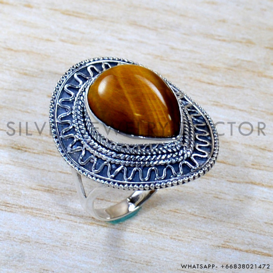 Tiger Eye 925 Sterling Silver Ring (SJWR-1834)