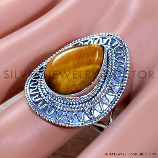 Tiger Eye 925 Sterling Silver Ring (SJWR-1834)
