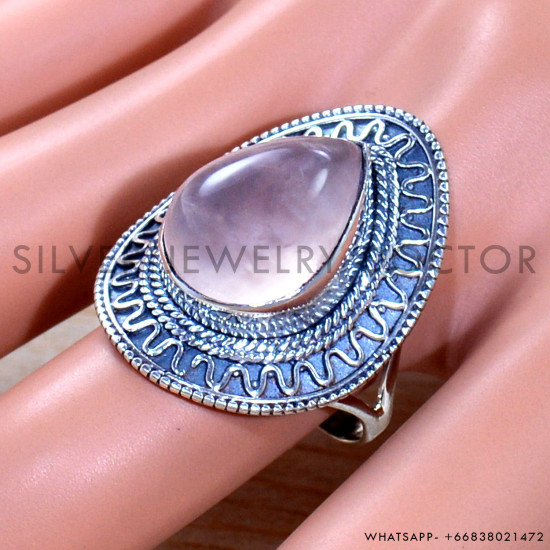 Rose Quartz 925 Sterling Silver Ring (SJWR-1836)