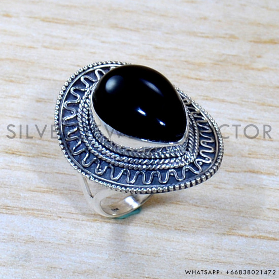Black Onyx 925 Sterling Silver Ring (SJWR-1838)
