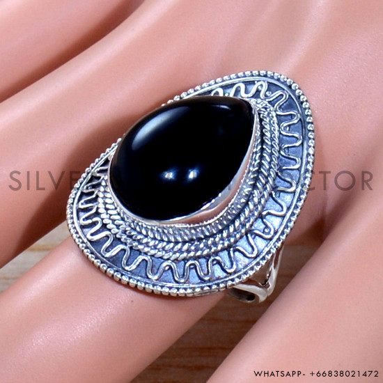 Black Onyx 925 Sterling Silver Ring (SJWR-1838)