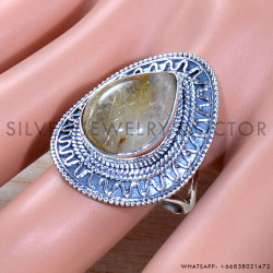 Golden Rutile 925 Sterling Silver Ring (SJWR-1839)