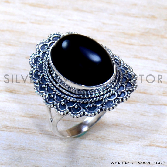 Black Onyx 925 Sterling Silver Ring (SJWR-1841)