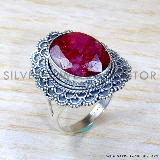 Ruby 925 Sterling Silver Ring (SJWR-1845)