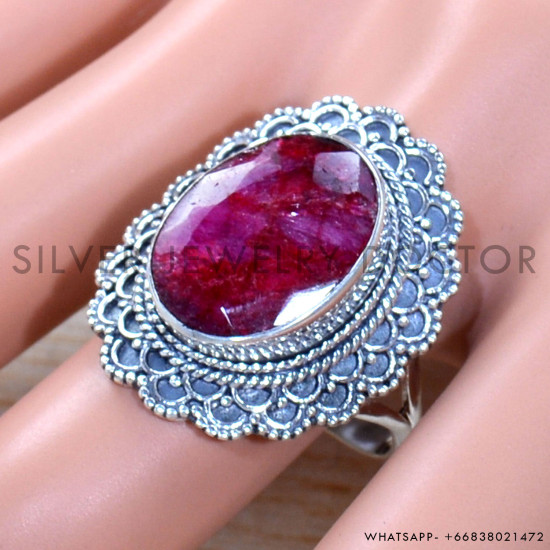 Ruby 925 Sterling Silver Ring (SJWR-1845)