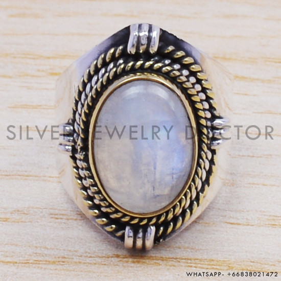 Rainbow Moonstone 925 Sterling Silver Ring (SJWR-185) Rainbow Moonstone 925 Sterling Silver Ring (SJWR-185)