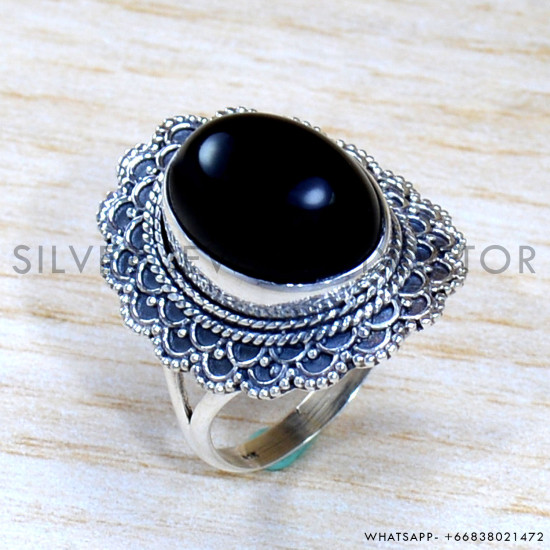Black Onyx 925 Sterling Silver Ring (SJWR-1853)
