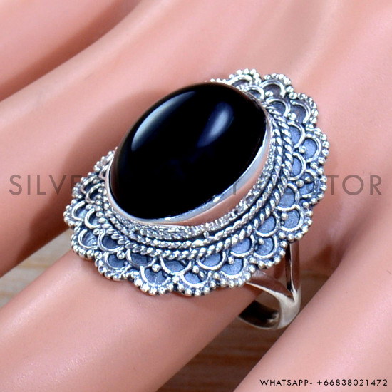 Black Onyx 925 Sterling Silver Ring (SJWR-1853)