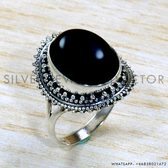 Black Onyx 925 Sterling Silver Ring (SJWR-1857)