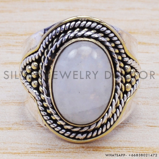 Rainbow Moonstone 925 Sterling Silver Ring (SJWR-186) Rainbow Moonstone 925 Sterling Silver Ring (SJWR-186)
