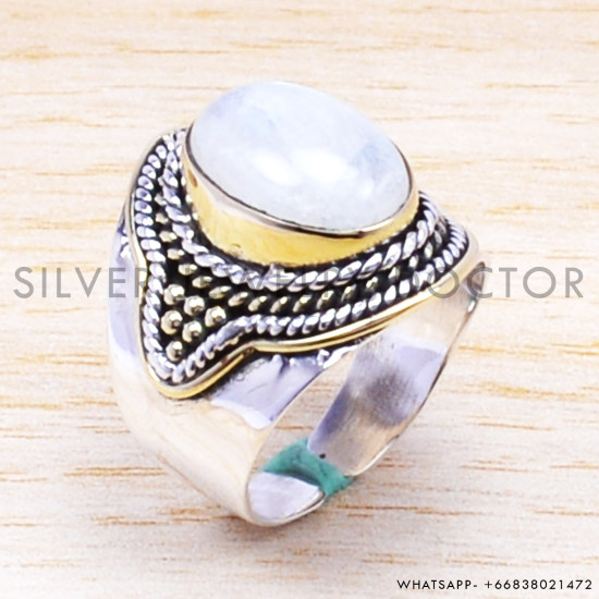 Rainbow Moonstone 925 Sterling Silver Ring (SJWR-186) Rainbow Moonstone 925 Sterling Silver Ring (SJWR-186)